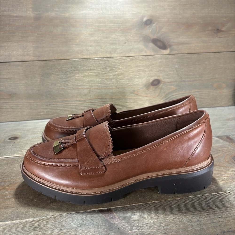 clarks westlynn bella womens size 6 shoes brown leather slip on loafers
